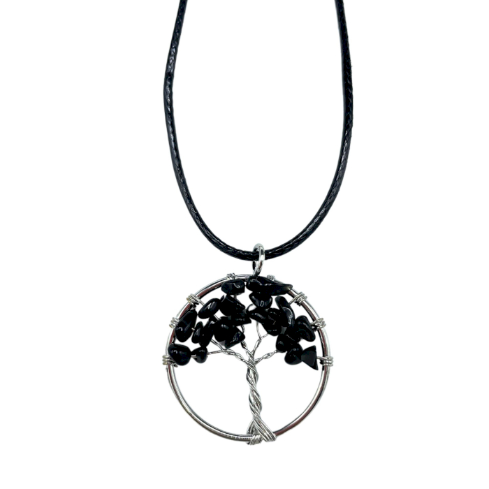 Prívesok-náhrdelník Strom života achát čierny