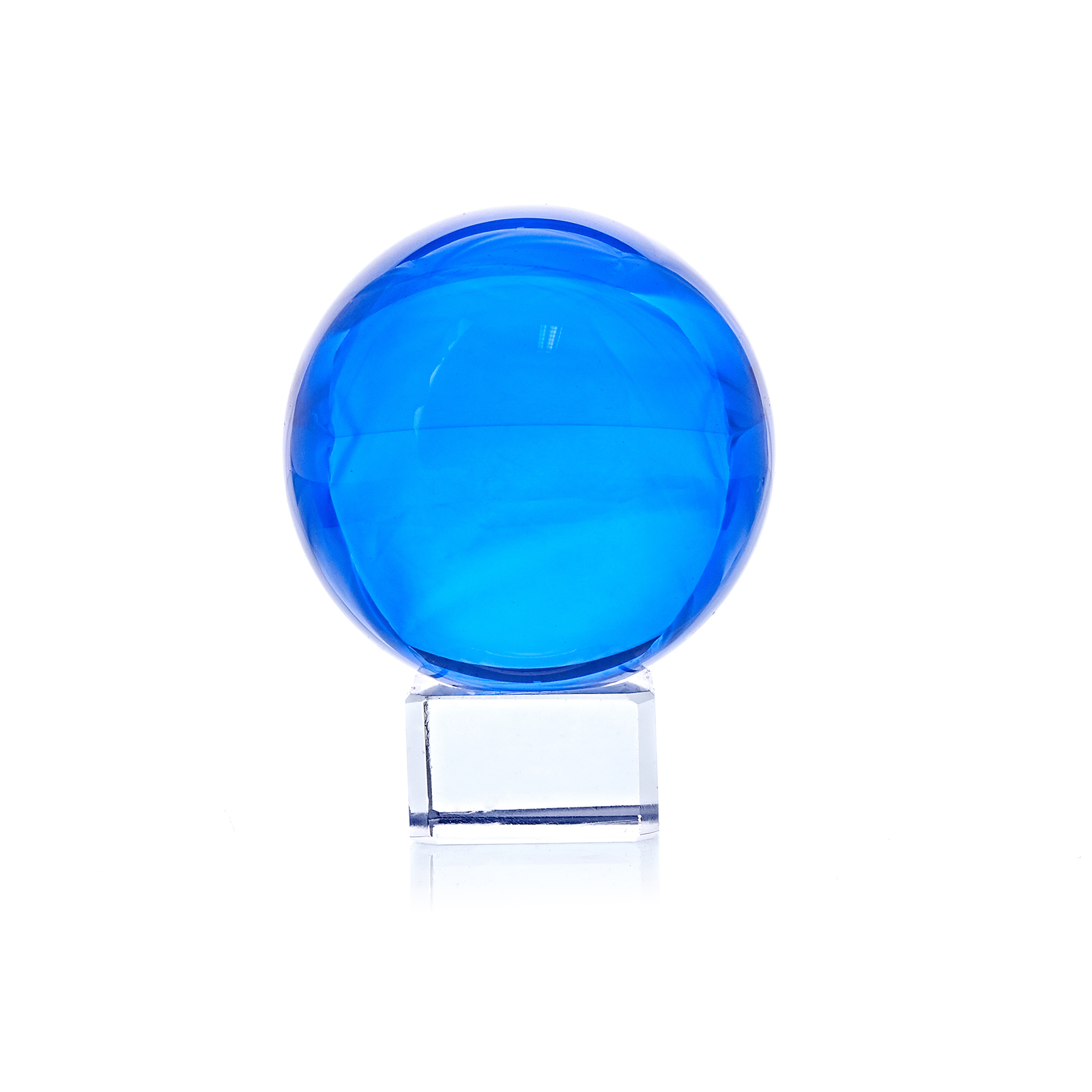 Krištáľová guľa 6 cm na podstavci - modrá